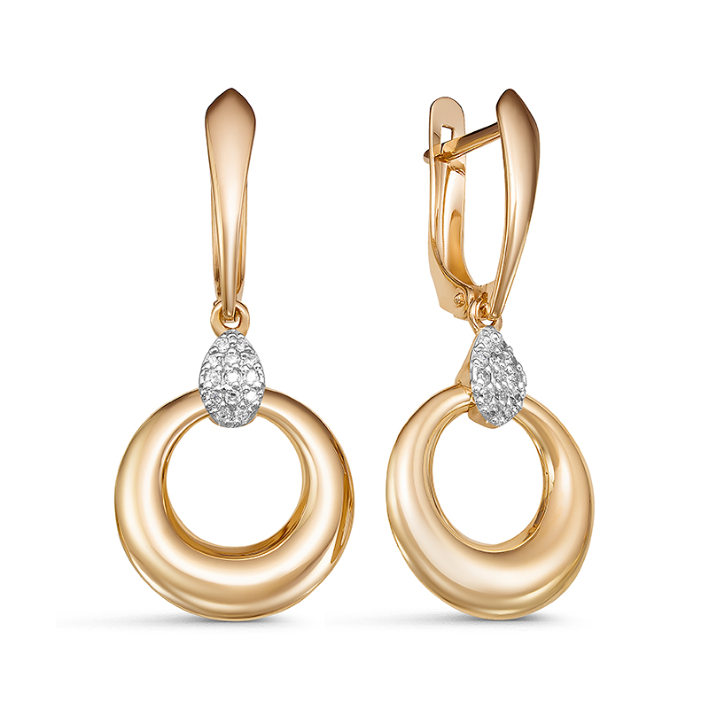 

Серьги из желтого золота с фианитом Яхонт Ювелирный 215050, 215050