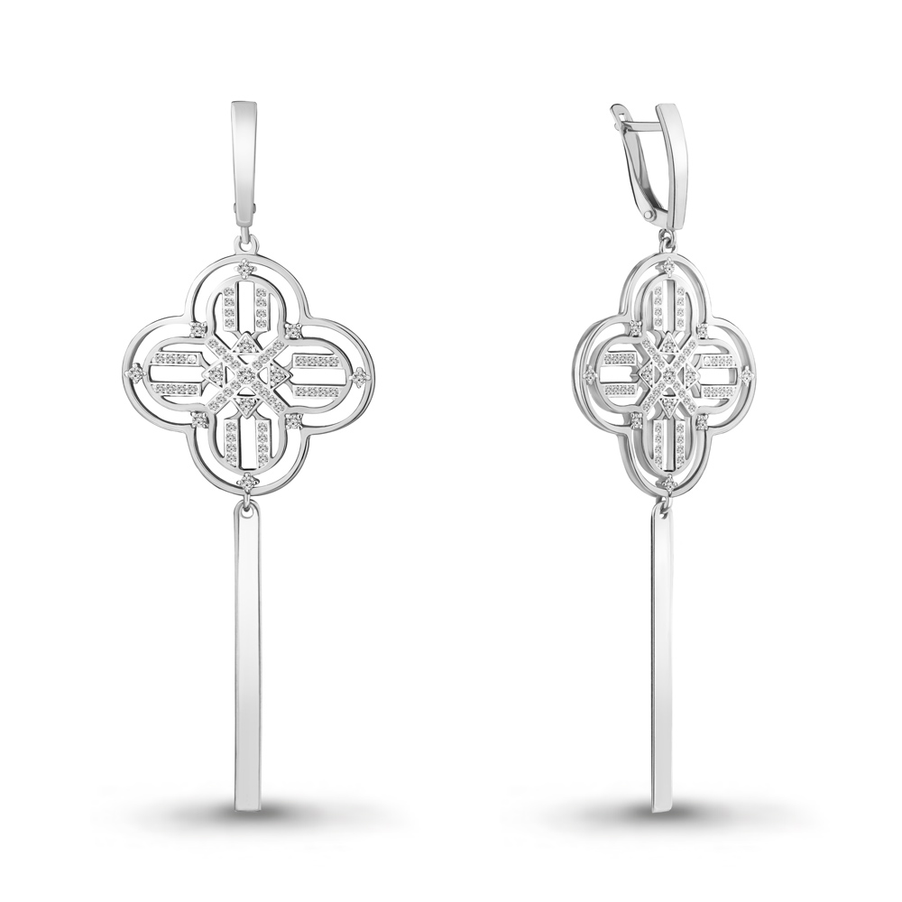 

Серьги из серебра с фианитом Яхонт Ювелирный 215205, 215205