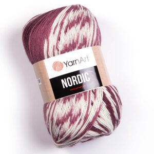 фото Пряжа yarnart 7729496 nordic 665 бордовый, розовый, белый
