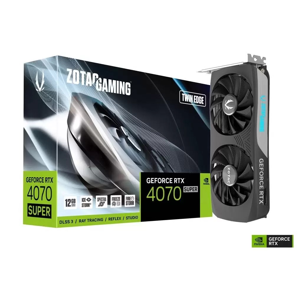 

Видеокарта Zotac NVIDIA GeForce RTX 4070 SUPER TWIN EDGE (ZT-D40720E-10M), Черный, GeForce RTX 4070 SUPER TWIN EDGE
