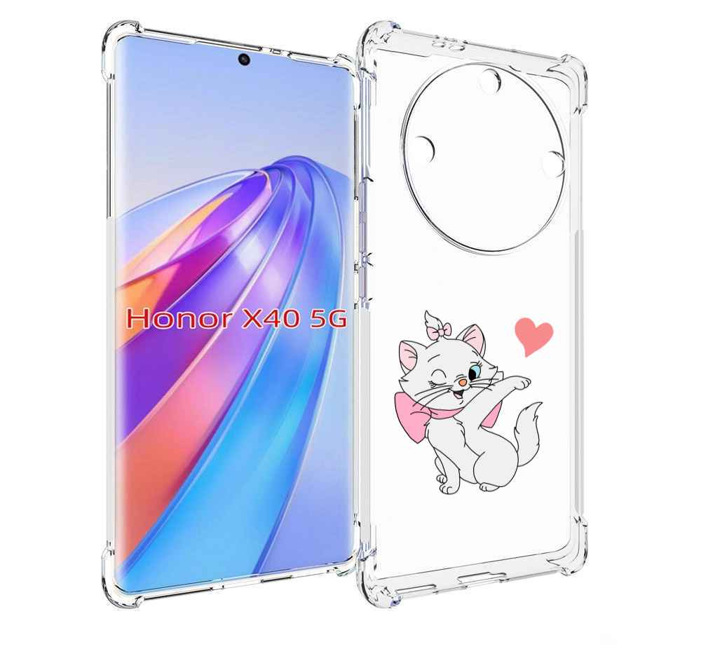 

Чехол MyPads белая-кошечка-с-сердечком женский для Honor X40, Прозрачный, Tocco
