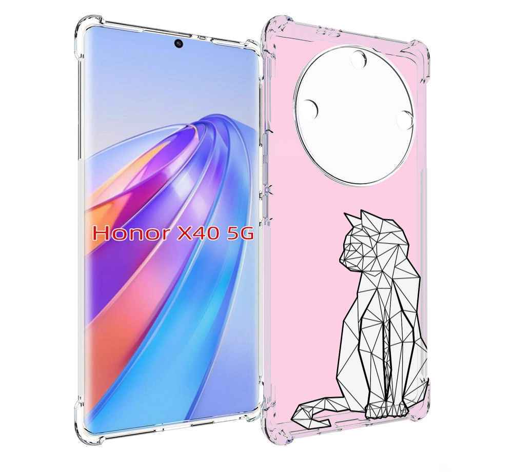 

Чехол MyPads белый котик с гранями для Honor X40, Прозрачный, Tocco