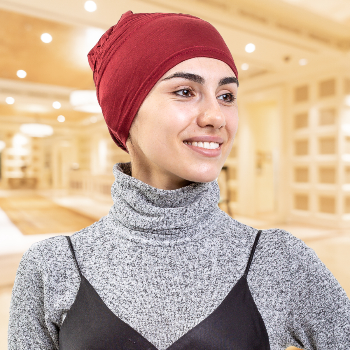 фото Шапочка под платок или хиджаб asiyah ay-cap1-01 бордовый, размер 58 см