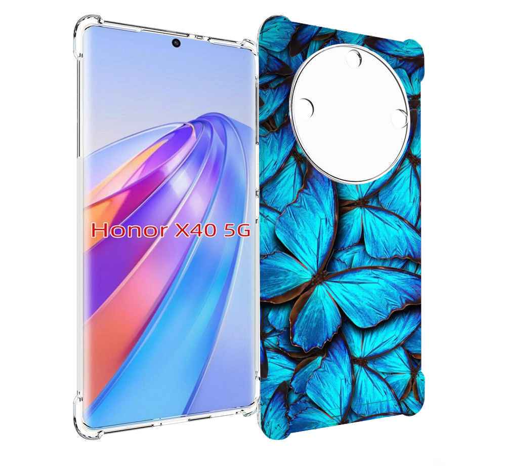 

Чехол MyPads бирюзовые бабочки для Honor X40, Прозрачный, Tocco