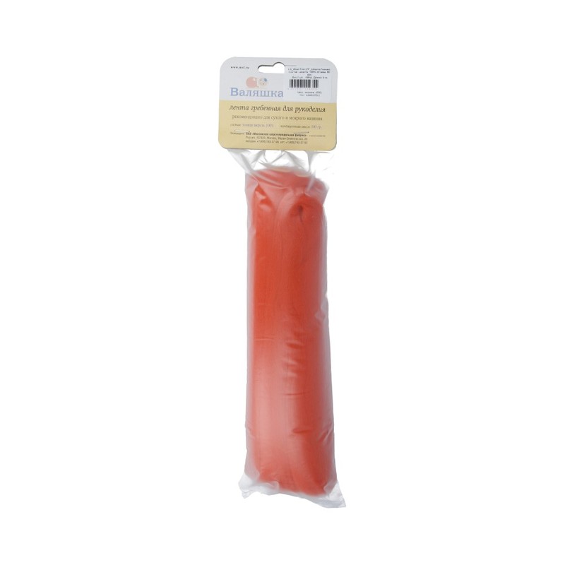 Семёновская пряжа Шерсть тонкая для валяния 100%, 100 г, 0670 морковный