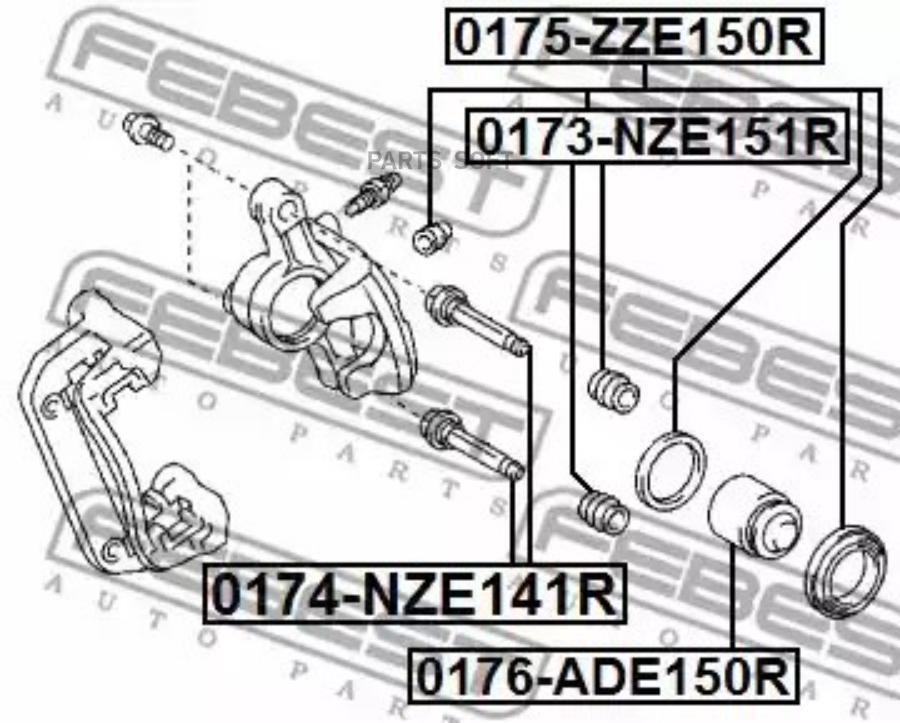 

FEBECT 0173NZE151R Пыльник втулки направляющей суппорта тормозного заднего