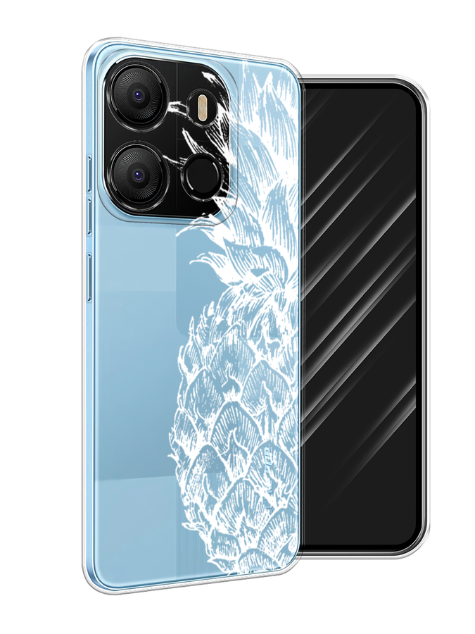 

Чехол Awog на Tecno Pop 7 "Ананас графика белая", Белый, 303850-10