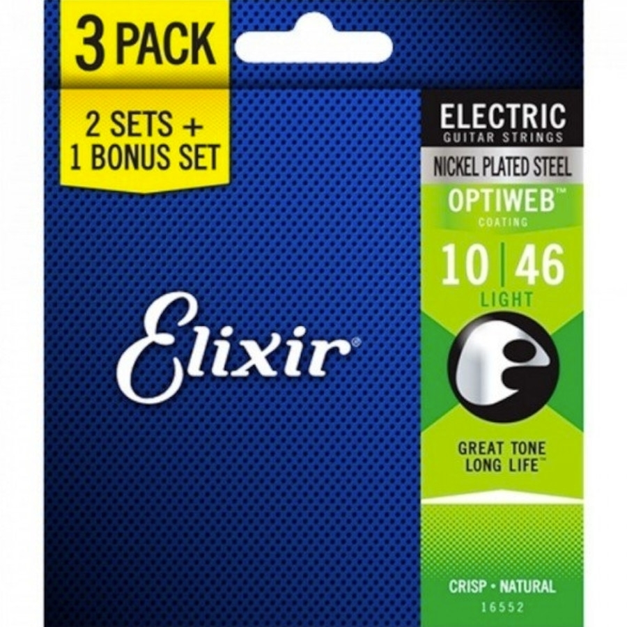 

Струны для электрогитары Elixir 16552 Optiweb Light 10-46, 3 комплекта