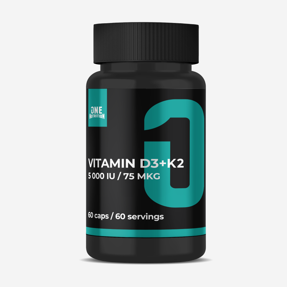 

Витамин D3+K2, One Nutrition, 5000 IU, 75 мкг, 60 капсул, Витамины