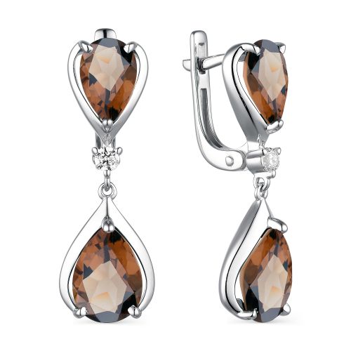 

Серьги подвески из серебра ЯХОНТ Золотой 217482, раухтопаз/фианит, 217482