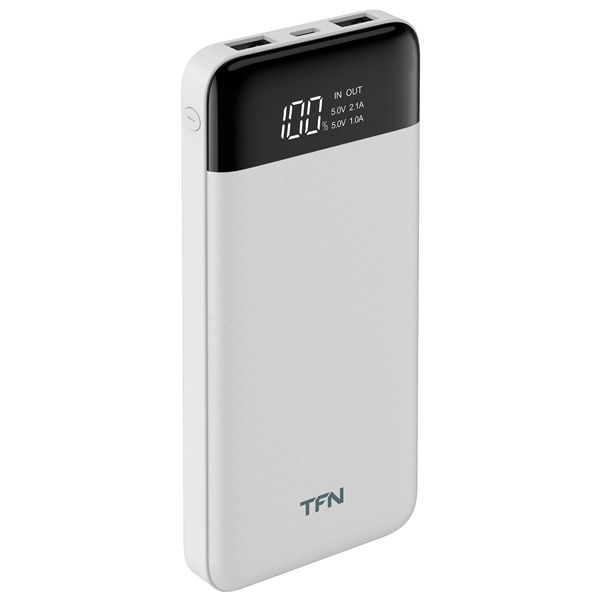 фото Внешний аккумулятор tfn slim duo lcd pd 10000 мач white (pb-232-wh)