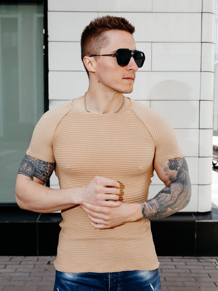 Футболка мужская SKULL LOFT A2297 бежевая S