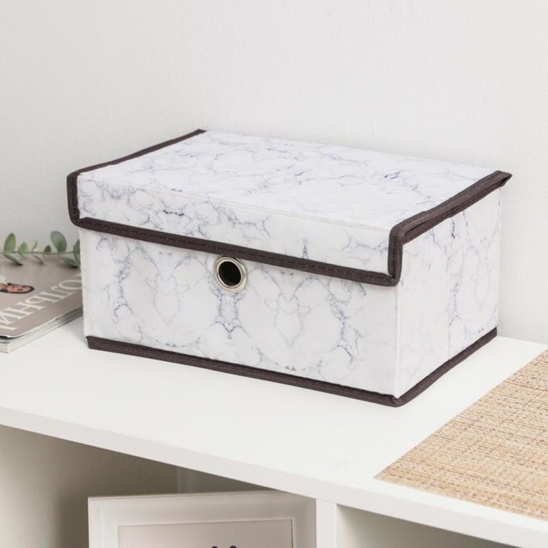 

Короб для хранения с крышкой «Marble», белый, 30 x 19 x 14 см