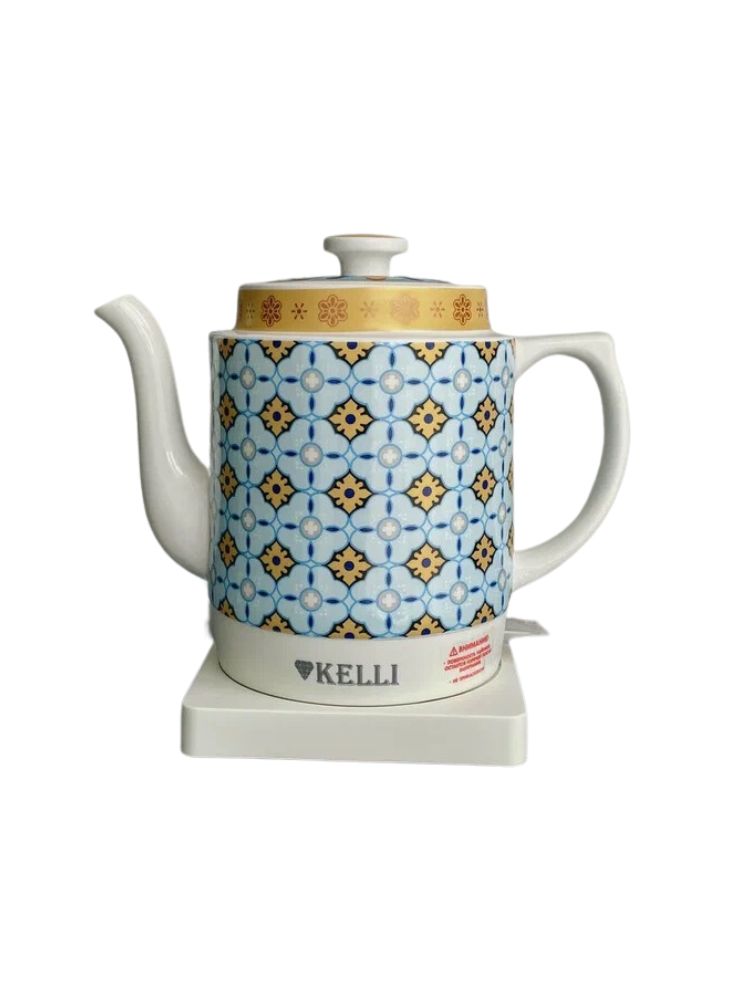 Чайник электрический KELLI KL-1467 1.8 л белый, голубой, желтый чайник электрический kelli kl 1467 1 8 л белый голубой желтый