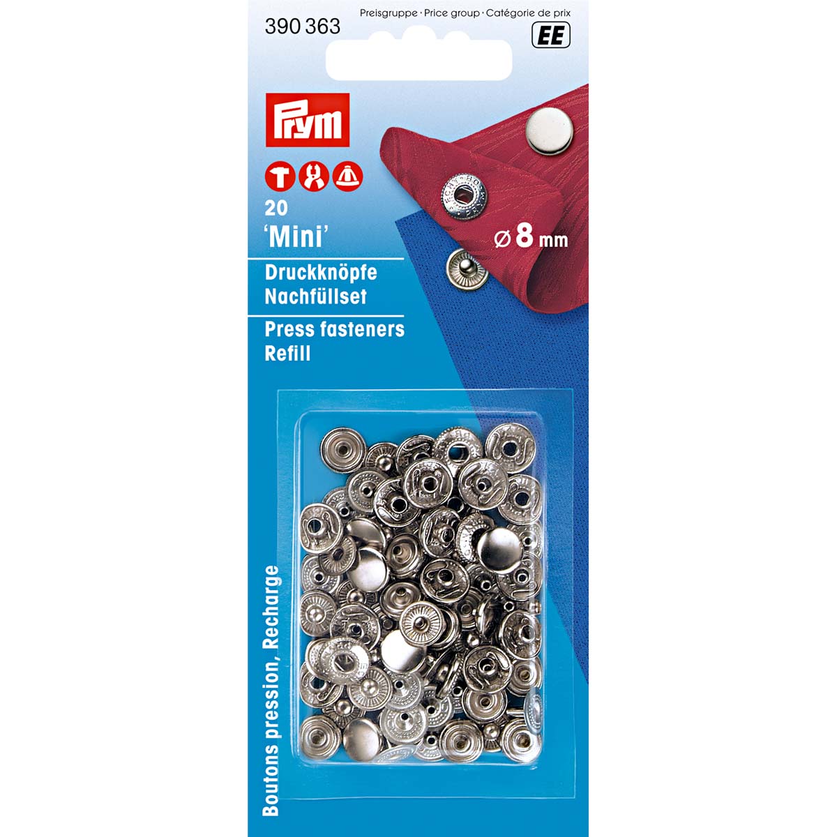 

Кнопки Мини серебристые PRYM , 390363