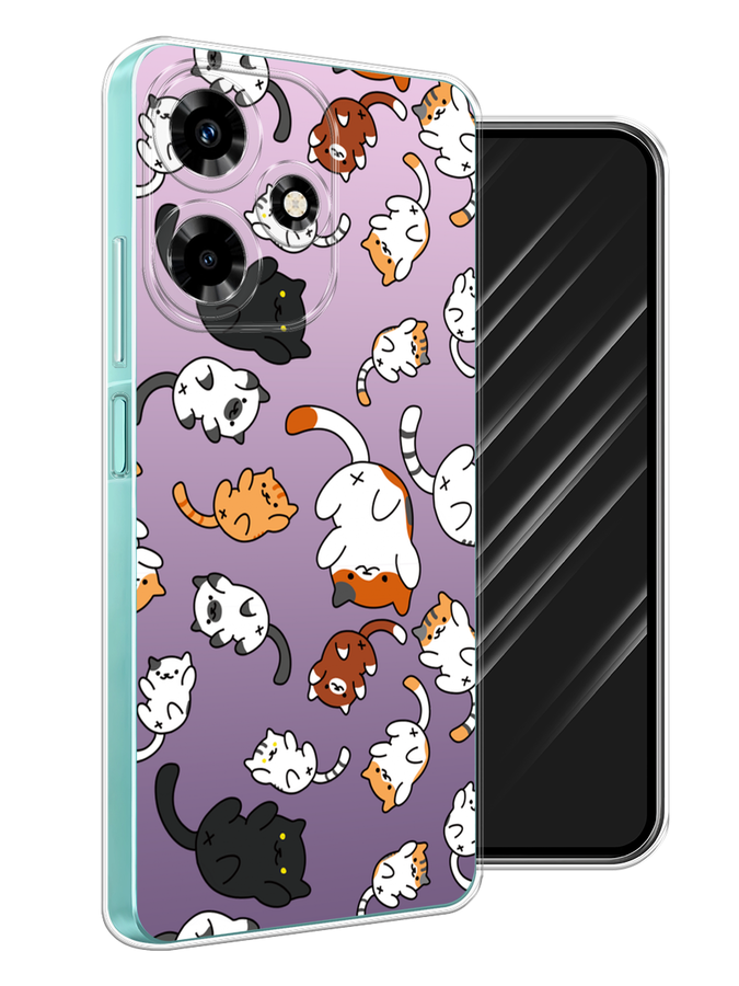 

Чехол Awog на Infinix Hot 30 "Котопад", Фиолетовый;белый, 3104050-1