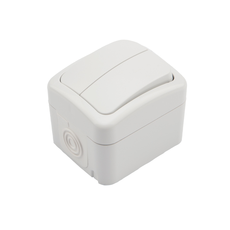 

Выключатель двухклавишный KRANZ Mini OG открытой установки, IP54 белый