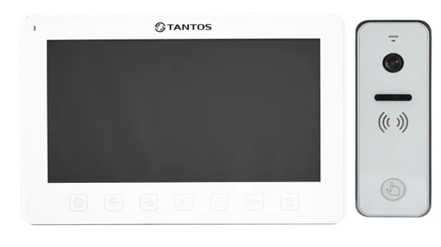 Комплект видеодомофона Tantos Amelie Slim (белый) и iPanel 2+(черная)