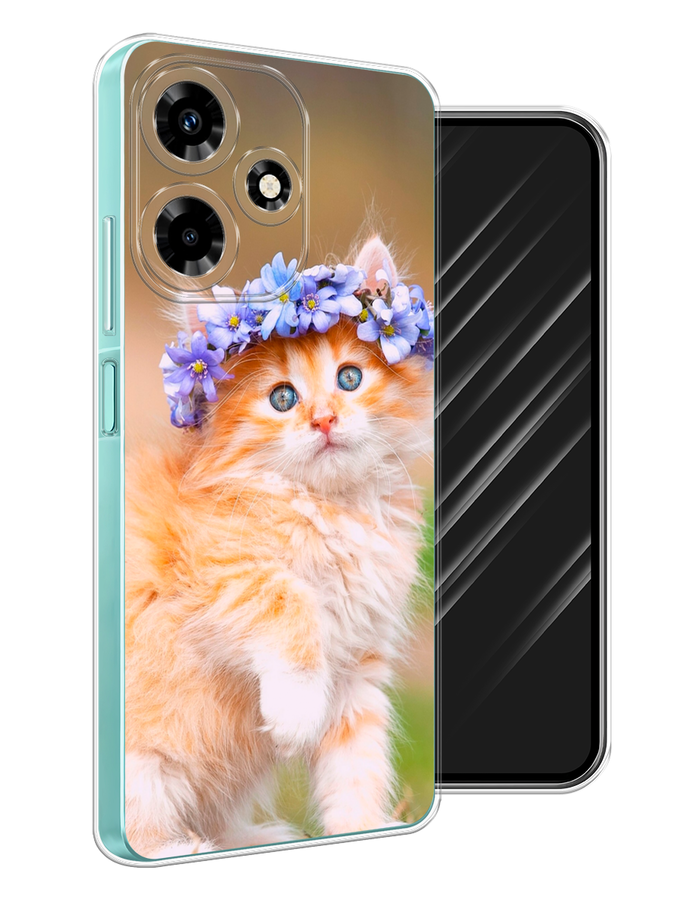 

Чехол Awog на Infinix Hot 30 "Рыжий кот в венке", Коричневый;синий, 3104050-1
