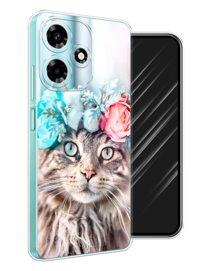 

Чехол Awog на Infinix Hot 30 "Кот в венке", Серый;голубой;розовый, 3104050-2