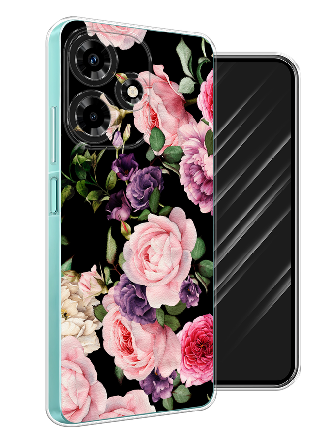 

Чехол Awog на Infinix Hot 30 "Пионы на черном", Черный;розовый;зеленый, 3104050-8