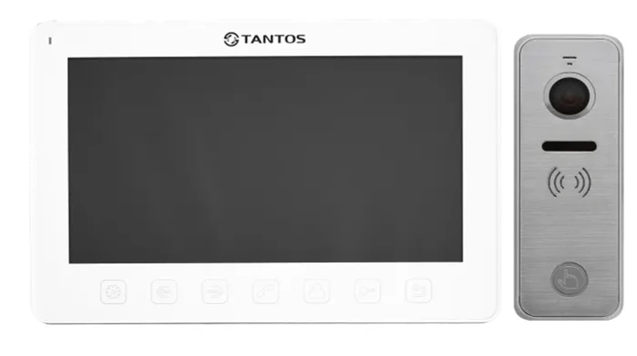 Комплект видеодомофона Tantos Amelie Slim (белый) и iPanel 2+(Metal)