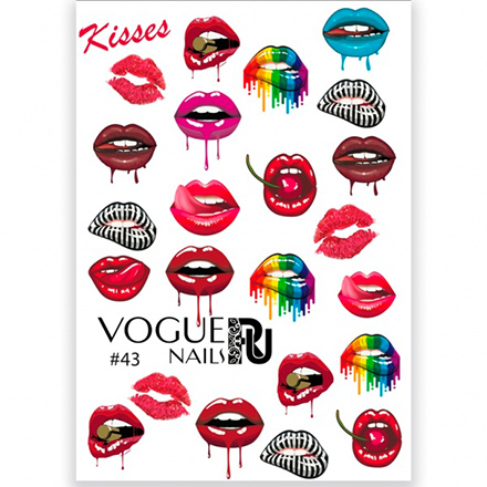 

Слайдеры для ногтей Vogue Nails 3D водные наклейки украшения для маникюра, губы, поцелуи, Разноцветный