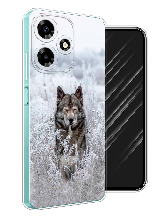 

Чехол Awog на Infinix Hot 30 "Волк в поле", Белый;черный, 3104050-1