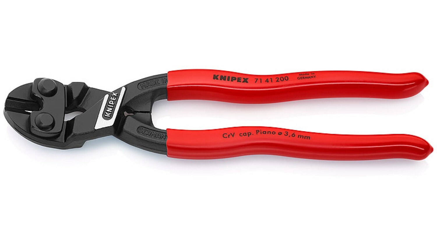 

Болторез Knipex компактный CoBolt, голова 20°, с выемкой на кромках, 200 мм, KN-7141200SB