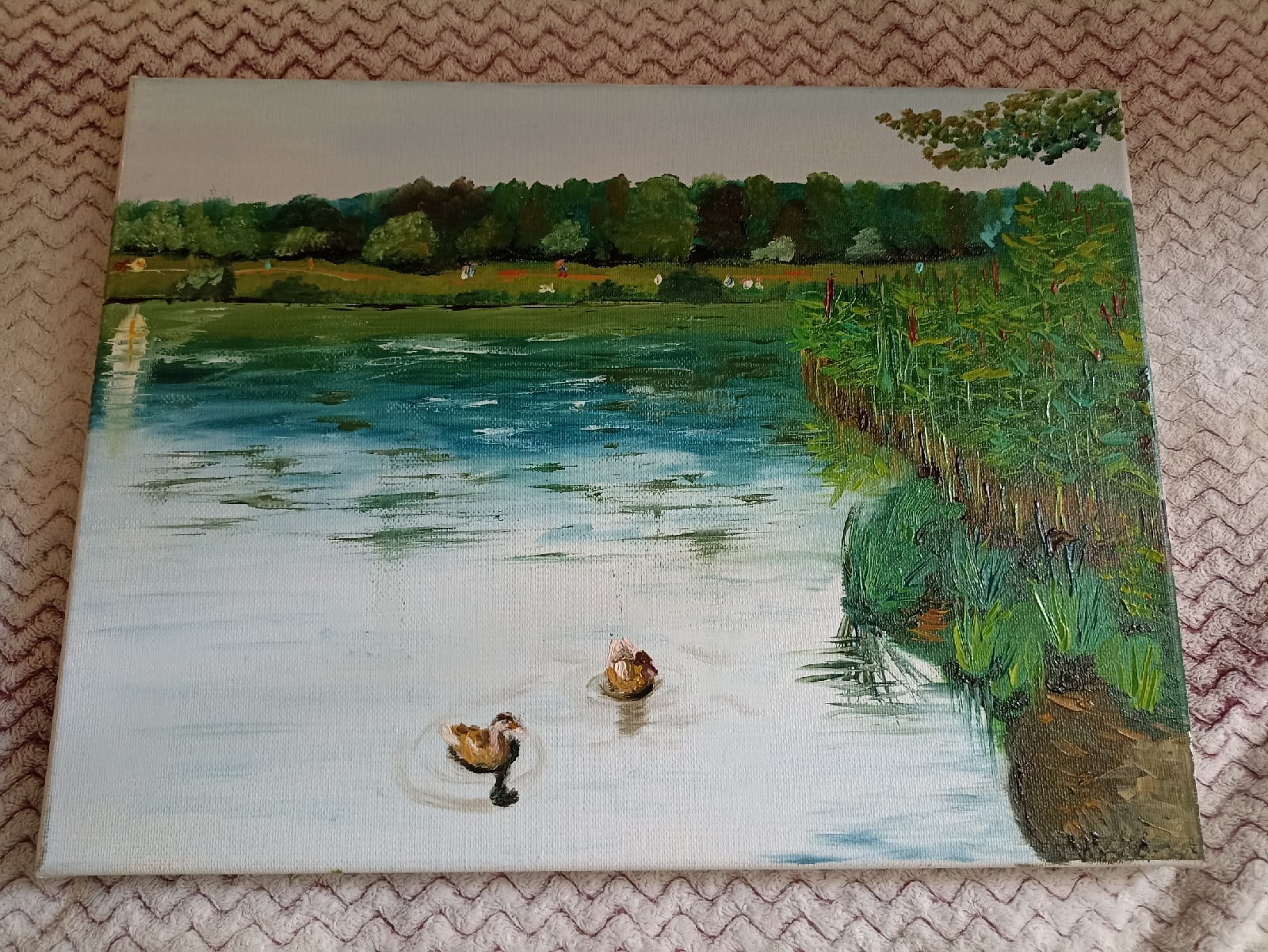 

Картина, Уточки на пруду , Маргарита Мишарева,30х40 без рамы