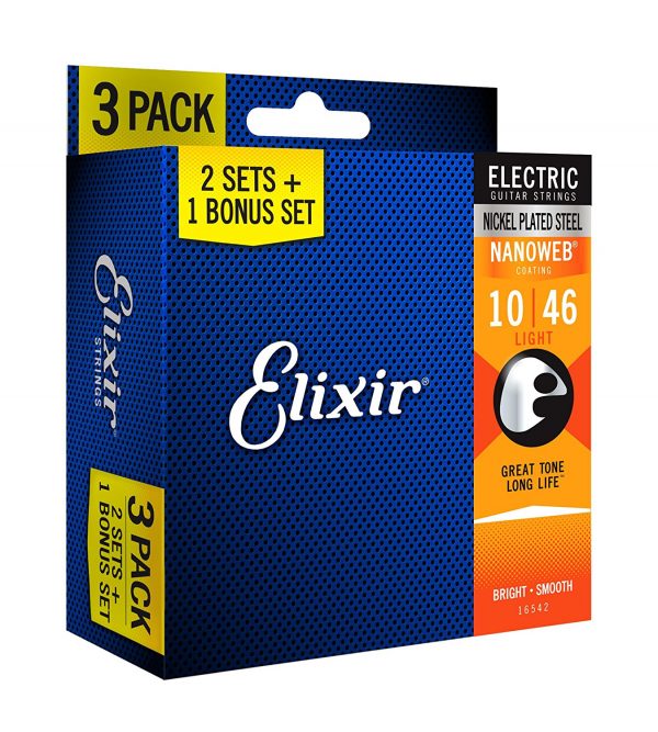 

Струны для электрогитары Elixir 16542 Nanoweb 10-46, 3 комплекта