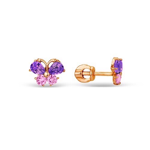 

Серьги из желтого золота с аметистом Яхонт Ювелирный 218575, 218575