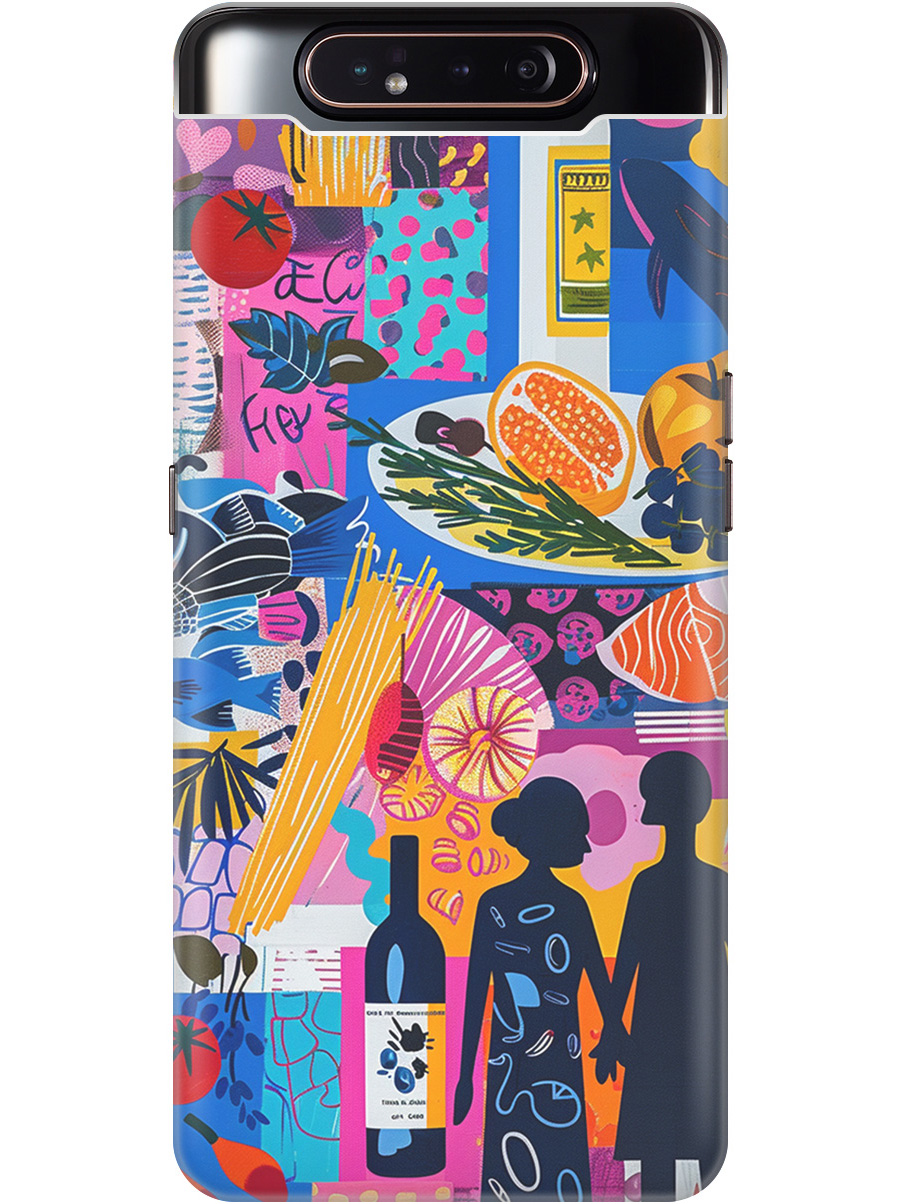 

Силиконовый чехол на Samsung Galaxy A80 / A90 с принтом "Гастрономический коллаж", Синий;прозрачный;розовый, 721421551