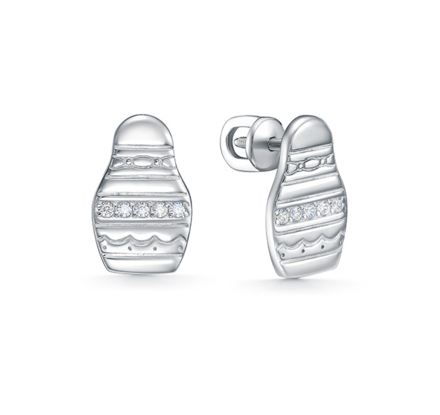 

Серьги пусеты из серебра Argentum Z2-10854, фианит, Z2-10854