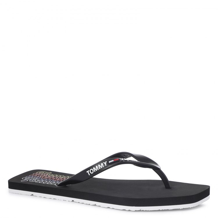 фото Женские сланцы tommy jeans square toe beach sandal en0en00916 цв. черный 36 eu