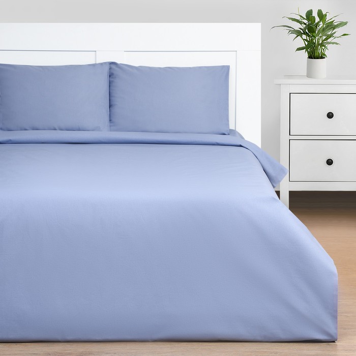 Комплект постельного белья Этель. 2 спальное, Голубой, 200 х 220, Хлопок, Поплин
