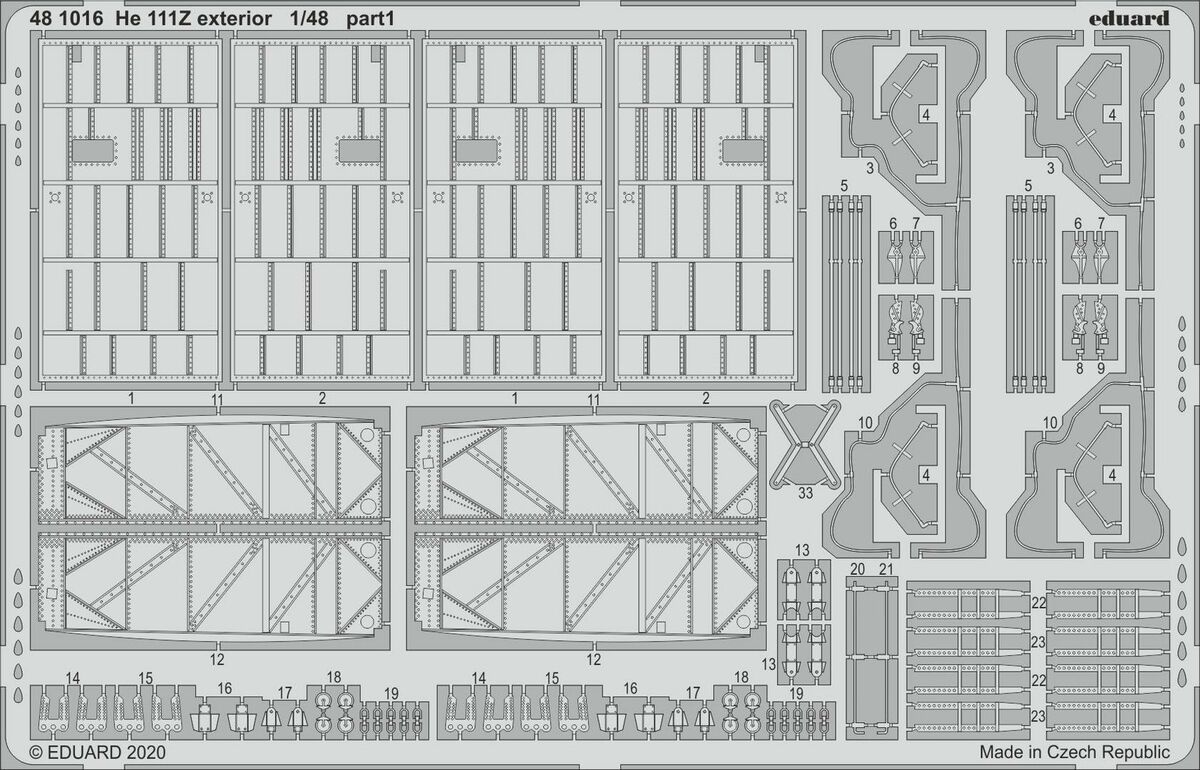 

Фототравление Eduard 481016 He 111Z экстерьер 1/48, Однотонный