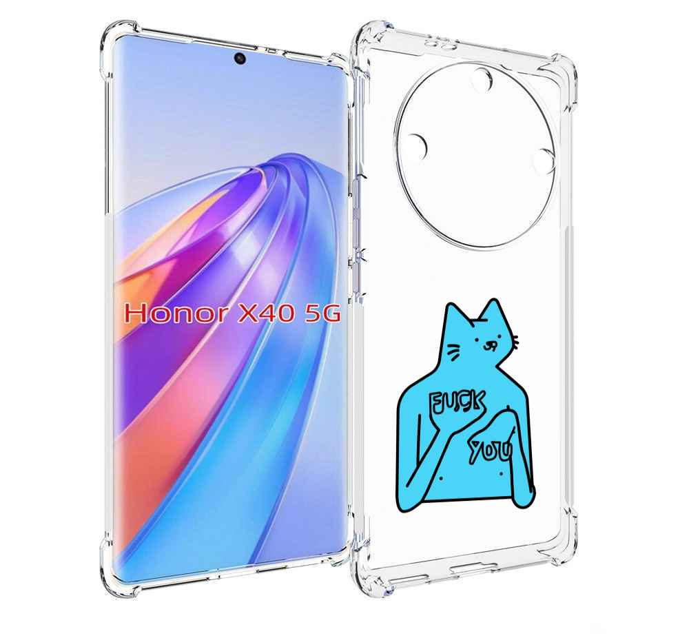 

Чехол MyPads голубой-кот-фак-ю для Honor X40, Прозрачный, Tocco