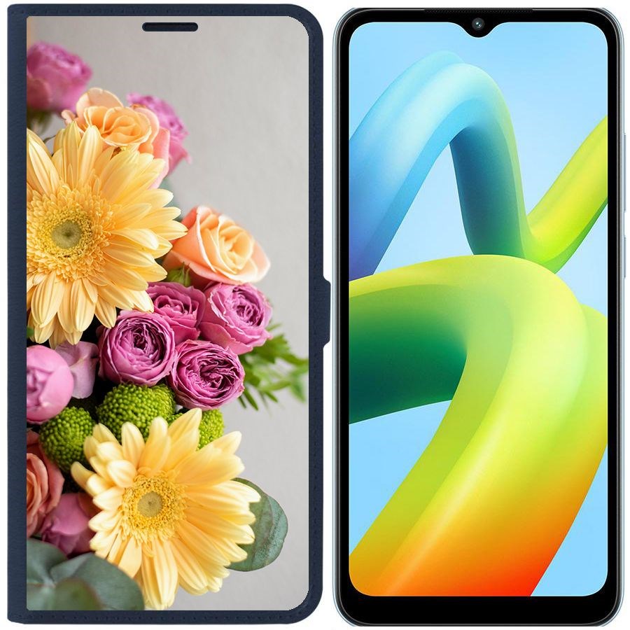 

Чехол-книжка Eco Book для Xiaomi Redmi A1+ Букет, Синий