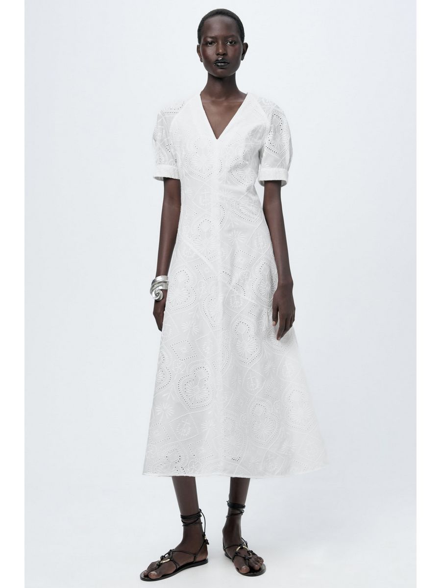 

Платье женское ZARA 029222742 белое XL, Белый, 029222742