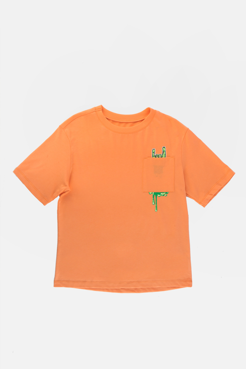 фото Повседневая хлопковая футболка оранжевый 146 21-14048п-э ennergiia