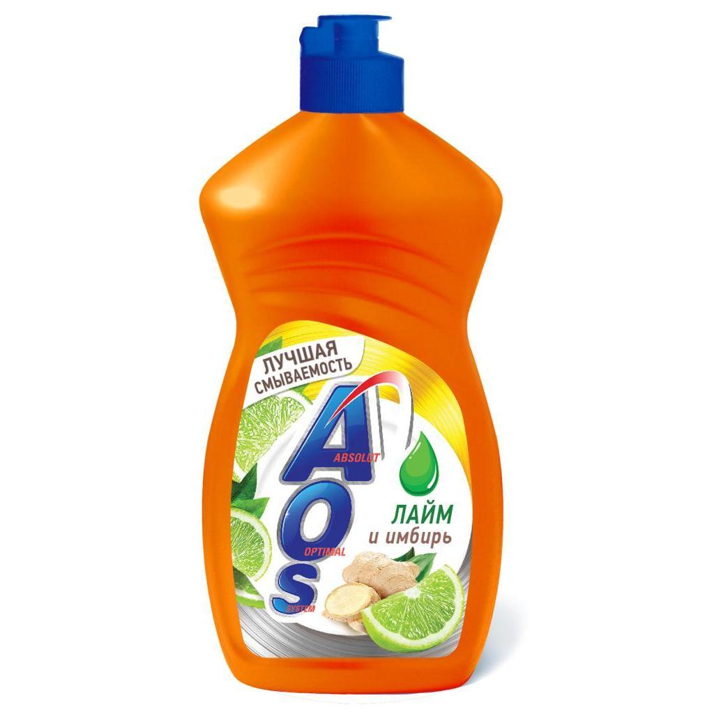 

Жидкость д/посуды AOS, Лайм и имбирь 450 гр. 1520-3