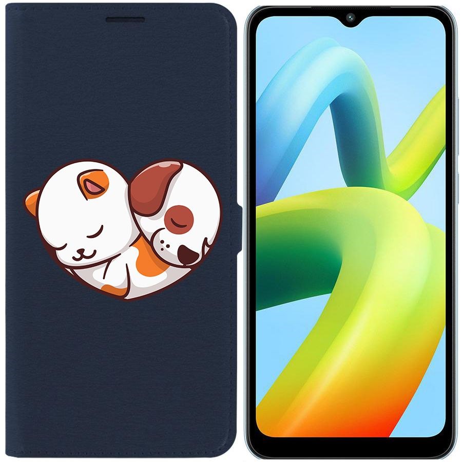 

Чехол-книжка Eco Book для Xiaomi Redmi A1+ Котёнок и Щенок, Синий