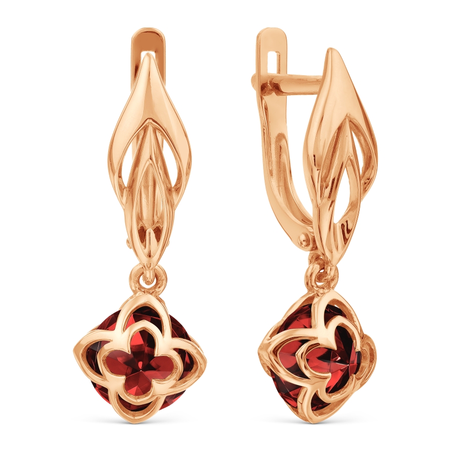

Серьги из желтого золота с гранатом Яхонт Ювелирный 220081, 220081