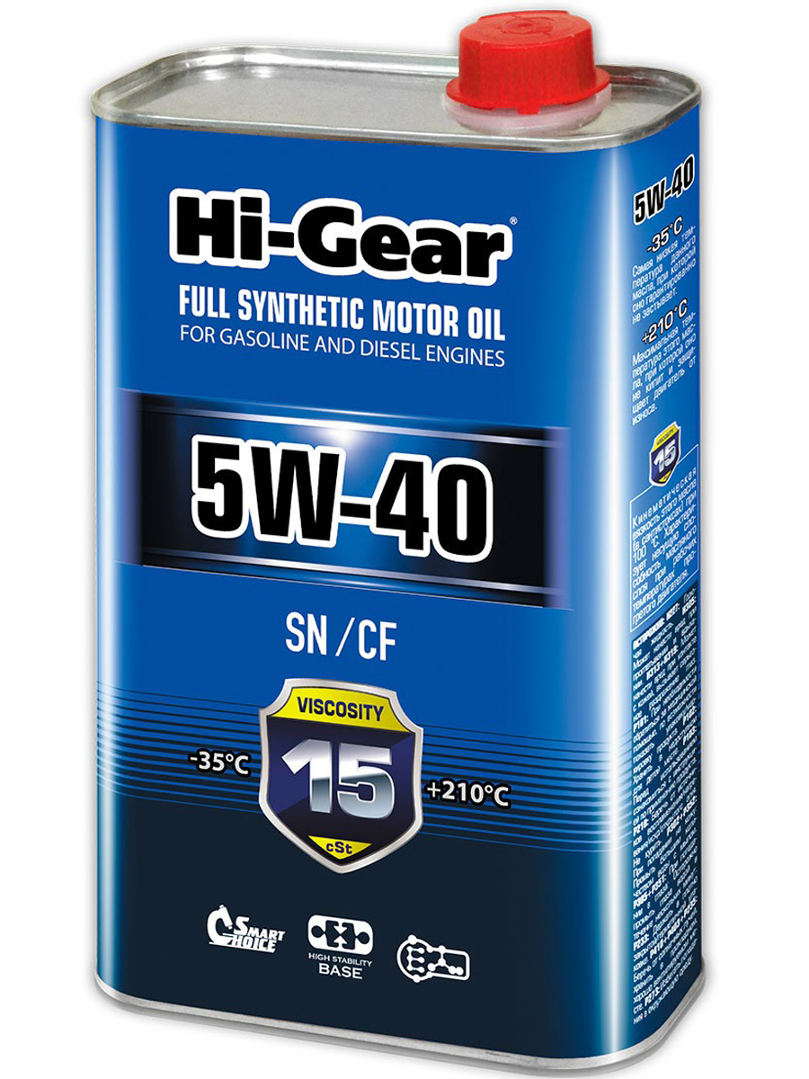 фото Hi-gear hg0540 моторное масло hi-gear sn/cf 5w-40 синтетическое 1 л hg0540