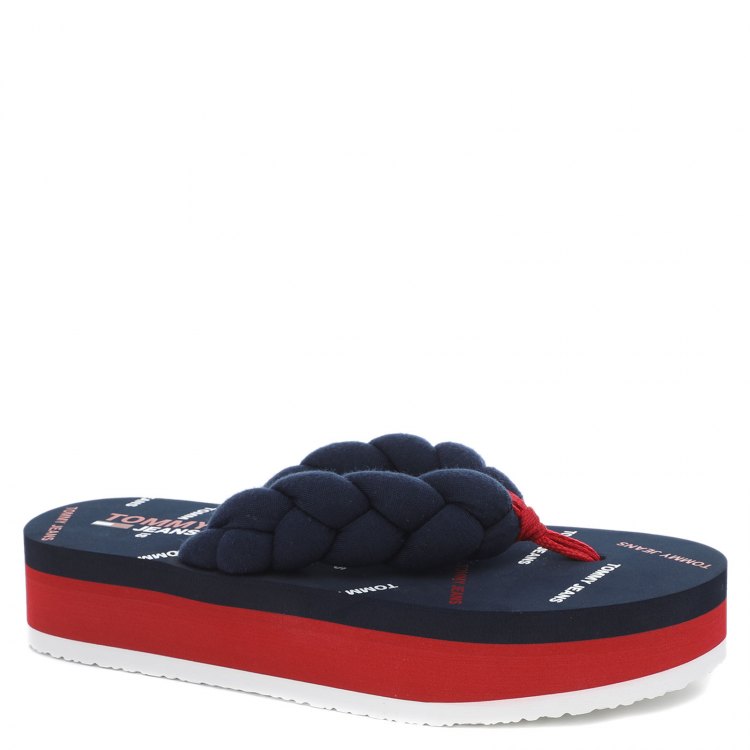 фото Женские сланцы tommy jeans braided mid beach sandal en0en01300 цв. темно-синий 40 eu