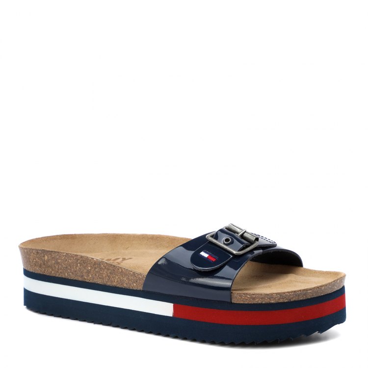 фото Женские шлепанцы tommy jeans flag outsole mule en0en01323 цв. темно-синий 41 eu