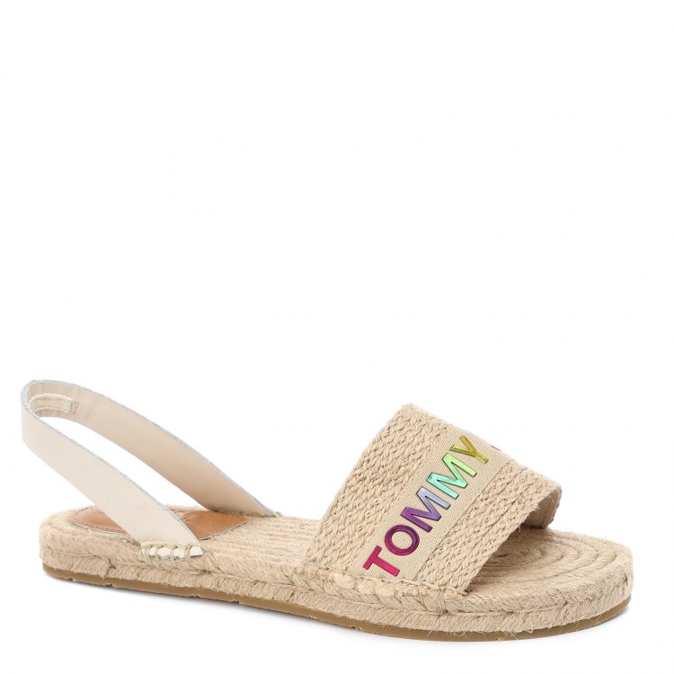 фото Женские эспадрильи tommy jeans rainbow branding flat sandal цв. светло-бежевый 41 eu