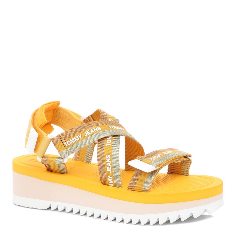 фото Женские сандалии tommy jeans lurex webbing strappy sandal en0en01325 цв. оранжевый 36 eu