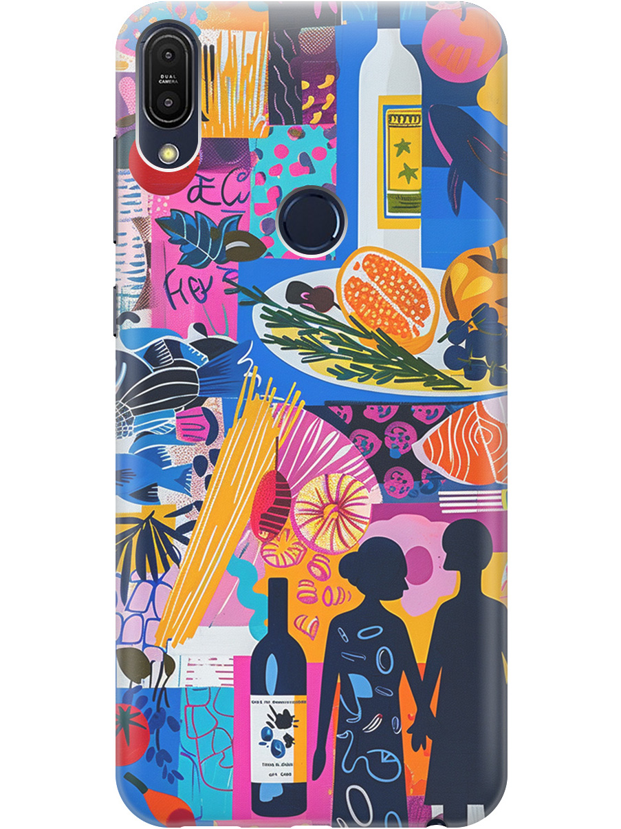 

Силиконовый чехол на Asus Zenfone Max Pro M1 (ZB602KL) с принтом "Гастрономический коллаж", Синий;прозрачный;розовый, 719182751